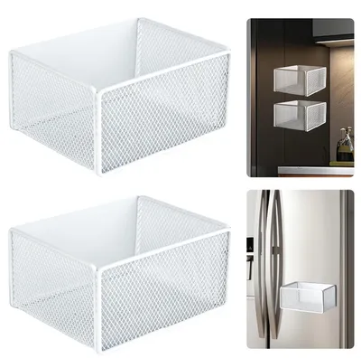 Immagine prodotto di 2 pezzi, ripiano magnetico per frigorifero, bianco, salvaspazio, organizer per spezie
