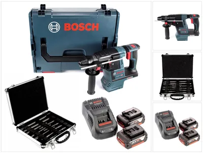 Obrázok produktu pre Bosch GBH 18 V-26 18 V Li-Ion akumulátorová vŕtačka Professional SDS-Plus ( 0611909001 ) + 2x akumulátor 5,0 Ah + nabíjačka + 11-dielna sada vrtákov a sekáčov + L-Boxx
