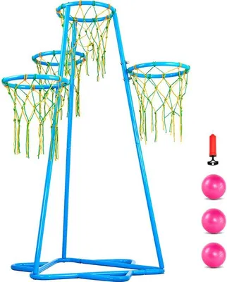 Immagine prodotto di Porta canestro per bambini, canestro da basket portatile con altezza regolabile e 3 palloni inclusi