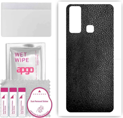 Produktbild von apgo Rückseite Schutzfolie, Skin, kompatibel mit Vivo Y30i, Hinten Displayschutzfolie aus Vinylfolie, kratzfest, einfache Montage - Schwarzes Leder