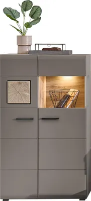 Produktbild von Vitrine >Kathlin< in Basalt aus Metall - 80x139x37cm (BxHxT)