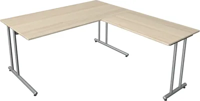 Produktbild von Schreibtisch start up Fuß silber BxT 160x180cm ahorn