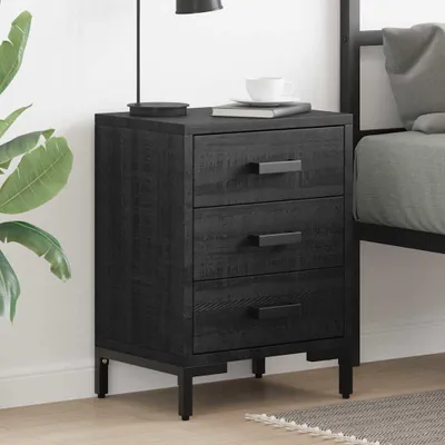 Produktbild von vidaXL Nachttisch Schwarz 40x30x55 cm Massivholz Kiefer