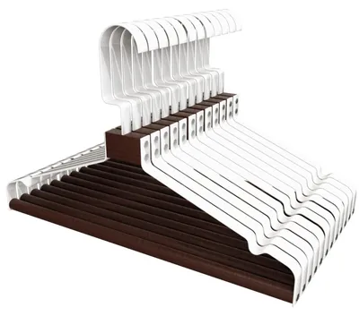Imagen del producto de Percha de Metal con Barra de Madera Blanca Pack 12 COM-FORT HOUSE