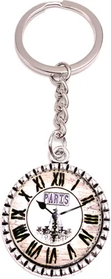 Produktbild von Onwomania Schlüsselanhänger Paris Uhr andenken Kreis Metall Anhänger Charm