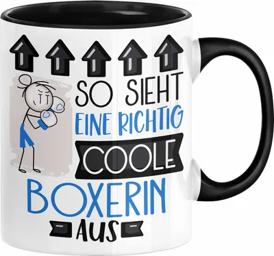 Produktbild von Boxerin Geschenk Tasse Lustig Geschenkidee für Boxerin Geburtstag So Sieht Eine Richtig Coole Boxerin Aus Frauen Spruch (Schwarz)