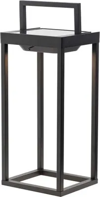 Image de Zafferano - Lanterne Solaire 2 Led, 37,3 Cm - Lampe Murale Et De Table 2W Avec Batterie Et Capteur Crépusculaire - Noir