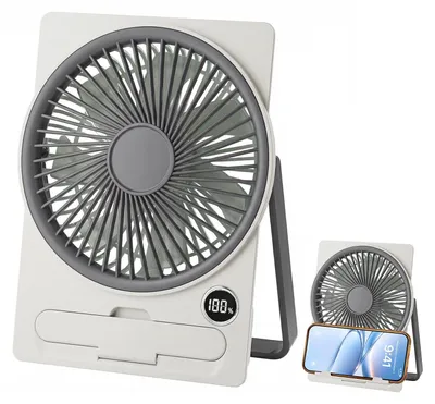 Produktbild von AHYDFSR USB Schreibtischventilator, Ventilator Klein, 5 Geschwindigkeiten, LED-Anzeige, Tischventilator Sehr Leise, Ragbarer Mini-Ventilator für Büro Zuhause Camping Reise(Grau)