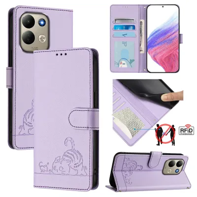 Obrázek produktu pro Kožené pouzdro pro Xiaomi Redmi 17 4G/5G, sladká kočka Flip pouzdro s funkcí stojánku a peněženkou Fialová