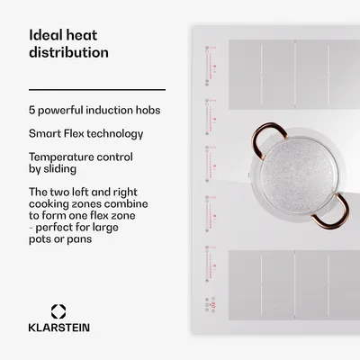 Zdjęcie produktu dla Płyta indukcyjna Klarstein 5 płyt, 90cm szklano-ceramiczna płyta indukcyjna z 4 płytami grzewczymi, Płyta indukcyjna 9600W, Kuchenka ze sterowaniem dotykowym i zabezpieczeniem przed przegrzaniem, Wydajna szklano-ceramiczna płyta grzewcza