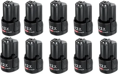 Image de batterie 12V Li-Ion, rechargeable, capacité 3000mAh, compatible avec les modèles Bosch, 10 pièces