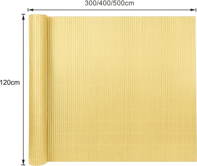 Obrázok produktu pre JOIEYOU PVC zástena na ochranu súkromia 120x300cm balkónová zástena na ochranu súkromia s káblovými zväzkami zástena na ochranu súkromia balkónová zástena na ochranu súkromia proti vetru vodotesná bez vŕtania pre záhradnú terasu, bambus