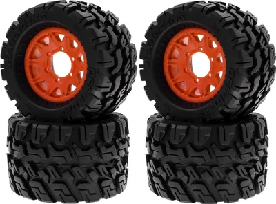 Produktbild von Fernbedienung Crawler Gummi Auto Orange Reifen 120*72*69mm 4 Stück Ersatz für Kyosho Hpi Trax4 Monster Mk2 Tamiya Axial 1/10 Fernbedienung Auto Räder