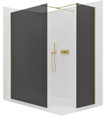 Obrázek produktu pro Sprchová zástěna Walk-in Onyx T L/P - 8 mm - hranatá vzpěra - zlatá, grafitové sklo - 120x90x200 cm