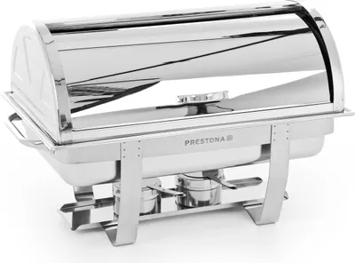 Produktbild von TECHNICA PRESTONA Chafing dish aus Edelstahl 9L– Warmhaltebehälter Robust und pflegeleicht für buffet – Professioneller Speisenwärmer GN 1/1 Mit Deckel Roll-Top, Wärmebehälter Rechaud 61x36x38,5cm
