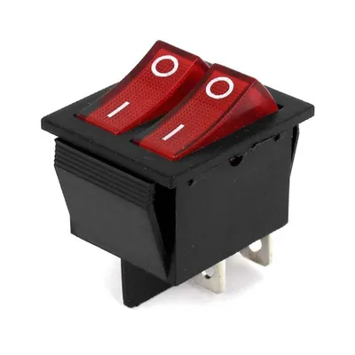Produktbild von Wip -Schalter Ein/Aus - 28X21X32Mm - 4 -Pins - Doppelpolig - 15A 250 V - Irs -201 - Rot