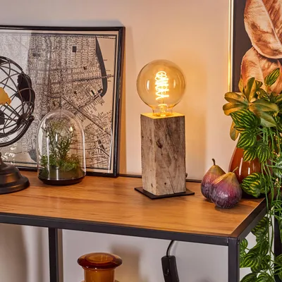 Produktbild von Colleluccio »Colleluccio« Tischlampe aus Metall/Holz in Schwarz/Natur