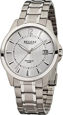 Produktbild von Regent Titan Herren Uhr F-554 Quarzuhr Armband silber D2URF554