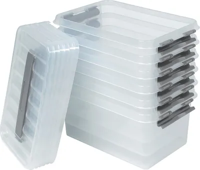 Produktbild von 6X Aufbewahrungsbox mit Deckel, transparent, LxBxH 300 x 200 x 140 mm, 6 Liter Box