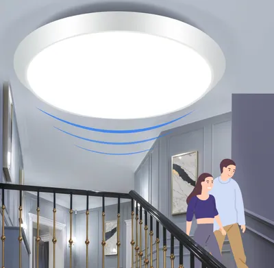 Produktbild von ZMH LED lampa sufitowa biała z czujnikiem ruchu lampa sufitowa 15W neutralna biała lampa korytarzowa IP44 15W 30cm do łazienki garażu warsztatu łazien
