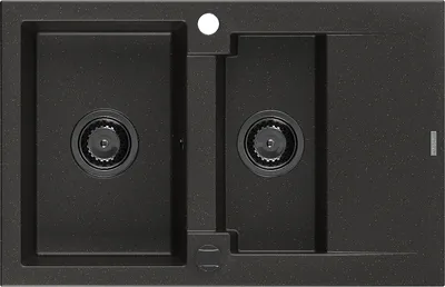 Immagine prodotto di Mexen Gaspar lavello in granito 1,5 vasche con scolapiatti 737 x 475 mm, nero/oro metallizzato, sifone nero - 6507731505-75-B