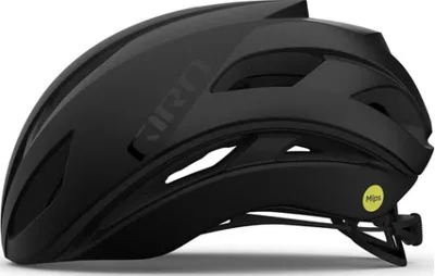 A black Giro bicycle helmet is shown from a side angle against a white background.