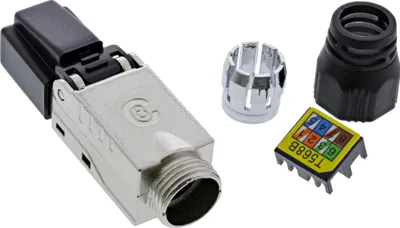 Produktbild von InLine RJ45 Stecker Cat.8.1 2000MHz, feldkonfektionierbar, geschirmt, Schraubv., Silber, 27/7, 15 mm, 50 mm, 14 mm, 14 g