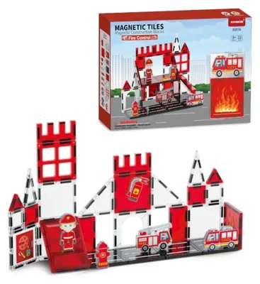 Produktbild von Magnetische Bausteine Feuerwehr, 32 Teile - Magnetische Klettersteine, ab 3 Jahren