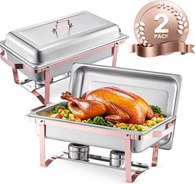Image de Set de chafing-dish, acier inoxydable, capacité 8 quarts, or rose
