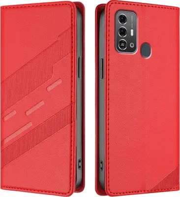 Produktbild von Hülle für ZTE Blade A53 Pro, Kunstleder Brieftaschen Handyhülle mit Kartenfach und Standfunktion Rot