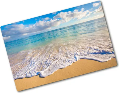 Produktbild von Tulup Glas Herdabdeckplatte - 80x52 cm - Glaskeramikkochfeld-Abdeckung Spritzschutz Glasabdeckplatte - Einteilig - Landschaften - Hawaii Strand - Blau