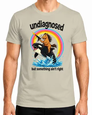 Productafbeelding van Undiagnosed But Something Ain't Right Paarden T-shirt, humoristisch, herenmodel, natuurprint, maat L