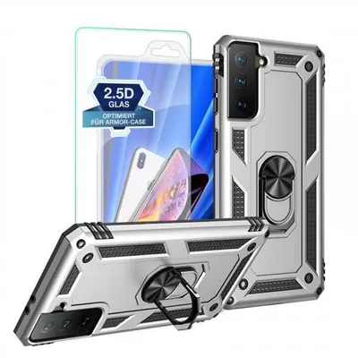 Produktbild von Armor Hülle für Samsung Galaxy S21 Serie - Farbe: Silber + 9H Displayglas - Modellkompatibilität: Für Samsung Galaxy S21