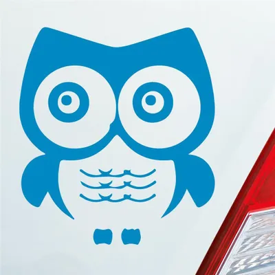 Produktbild von Auto Aufkleber Eule Owl Uhu Vogel Bird süß Tier Musik 10x11 cm Hellblau Sticker Heckscheibenaufkleber