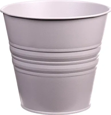Produktbild von INNA-Glas Runder Zinktopf MICOLATO mit Rillen, Taupe, 16 cm, Ø 18,5 cm - Zink Übertopf/Deko Topf