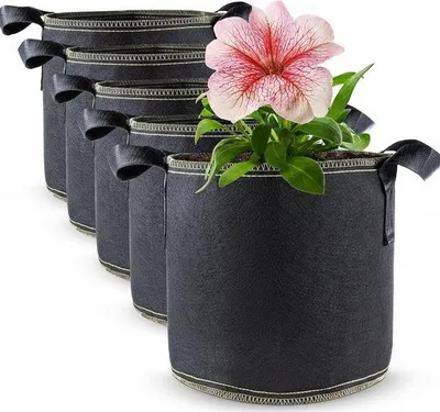 Productafbeelding van Set van 5 plantenzakken, inhoud ongeveer 4 liter - ideaal voor aardappelen, groenten of planten - duurzaam materiaal - herbruikbaar - flexibel en