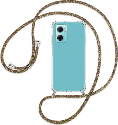 Produktbild von Handykette Backcover-Schutzhülle mit Band (Metall silberfarben) für Xiaomi Redmi 10 5G / Note 11E - braun+beige