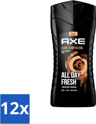 Zdjęcie produktu dla Axe - Żel pod prysznic 3 w 1 - Dark Temptation - Dark Chocolate - 250 ml - Value pack - 12 szt