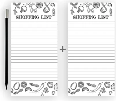Produktbild von Friendly Fox magnetischer Notizblock, 2x Magnetblock Kühlschrank mit 50 Einkaufszettel magnetisch & Bleistift, to-do listen Block DIN lang, Food DP