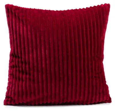 Produktbild von GÖZZE Cord Kissen weiches gefülltes Mikrofaser-Kissen in Cordoptik mit samtweicher Rückseite Karminrot 50 x 50 cm