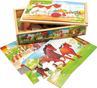Image de Bino Puzzle en bois dans une boîte animaux