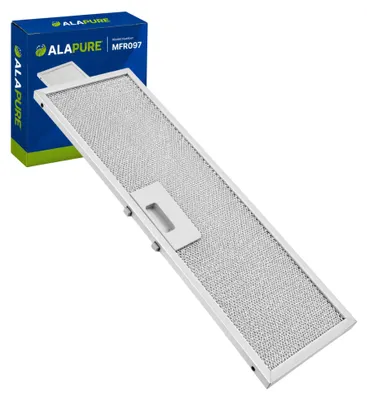 Image de Filtre métallique Alapure, compatible avec Electrolux 50288070001, dimensions : 391 x 137 x 10 mm