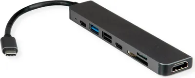 Image de VALUE Station d'accueil USB-C HDMI+2x USB A 2.0+3.2G+SD/TF+PD 4K - Numérique/données - Numérique/affichage/vidéo (12.99.1136)