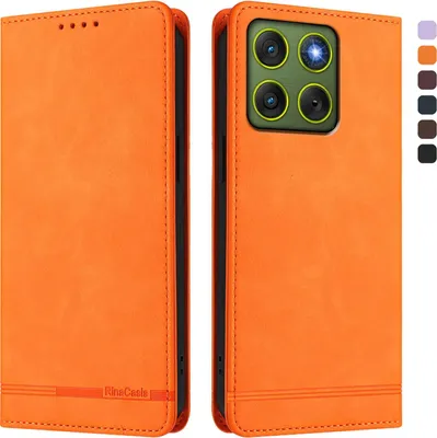 Produktbild von Hülle für Motorola Edge 70, Retro Kunstleder Ständer Klapphülle mit Kartenfächer und Magnetische Orange
