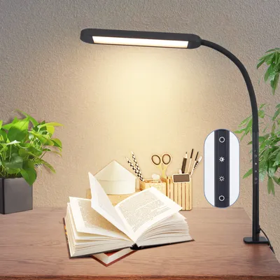 Produktbild von ZMH Schreibtischlampe LED Dimmbar Klemmbar Schwarz Arbeitsleuchte 11W Bürolampe Tageslichtlampe Augenschutz Einstellbare Farbtemperaturen Tischlampe mit Timerfunktion Ladefunktion