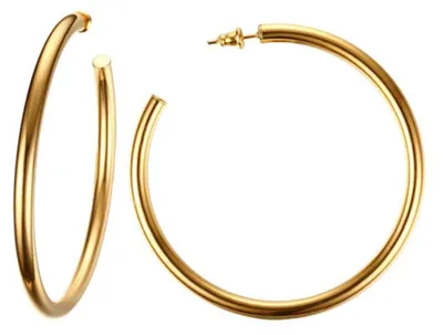 Produktbild von Creolen Ohrringe groß: Ohrstecker aus Edelstahl Gold