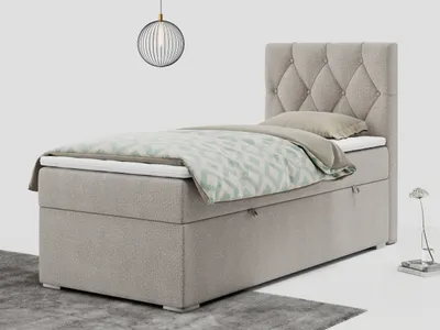 Produktbild von Einzelbett mit Bettkasten, jungenbetten 90 cm, Boxspringbett - ALDA - 90x200cm - rechts - Beige - H3