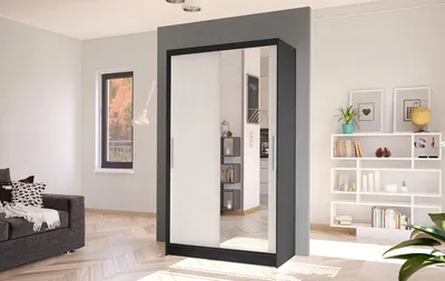 Obrázek produktu pro Moderní šatní skříň BRUNO 6 - šířka 100 cm, černá / bílá