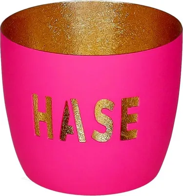 Produktbild von Gift Company Windlicht Madras M, Hase, Teelichthalter, Kerzenhalter, Eisen, Hot Pink / Gold, H 8.5 cm, 1212304013
