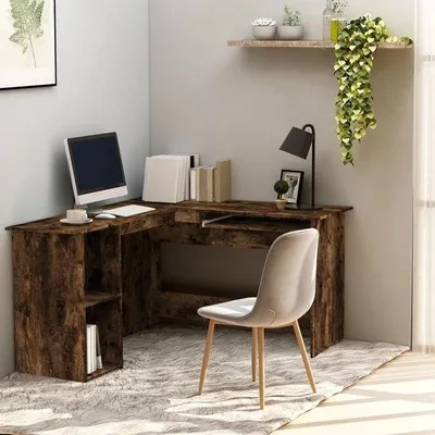 Productafbeelding van Hoekbureau L-vorm - Computerbureau Bureau - Thuiswerken Kantoor - Met 2 Open Planken - 120 x 140 x 75 cm